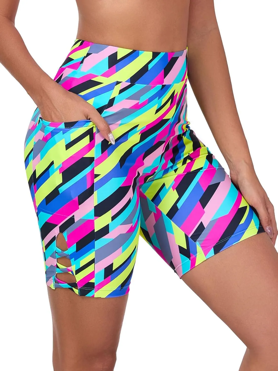 Ocean Blues Women's 8" High Waisted Swim Shorts with Pockets Tummy Control Board Shorts UPF 50  Beach Shorts