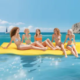 Outroad Floating Water Pad Mat, 3 Layers XPE Foam 9/12/18 Ft Lily Pad for Beach, Ocean, Lake, Roll-Up Floating Island for Water Recreation and Relaxing, Yellow and Blue