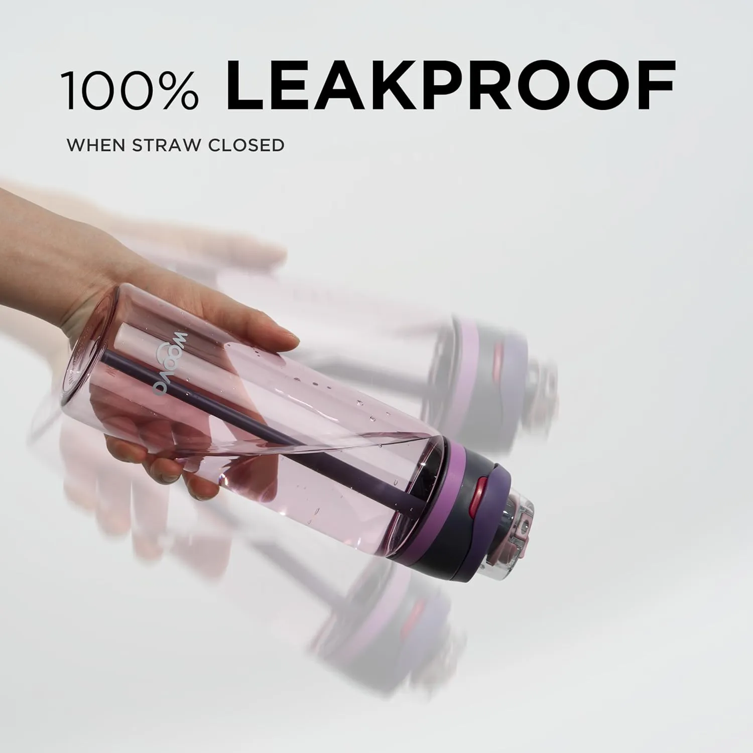 Plastic Water Bottle 32 oz BPA Free Leak Proof, Reusable Sports Water Bottle with Straw and Chug Lid for Gym Hiking, Light Purple
