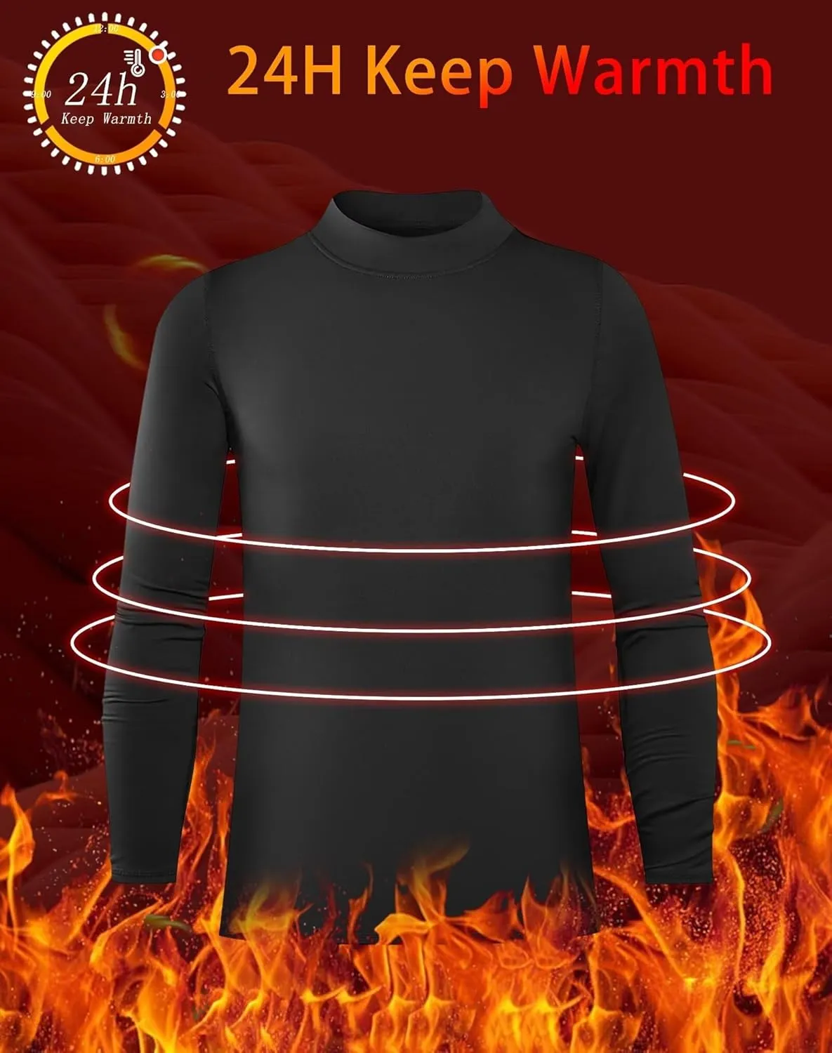 Rolimaka 3 Pack Youth Boys Compression Thermal Shirt Long Sleeve Fleece Undershirt Football Baseball Soccer Base Layer Top