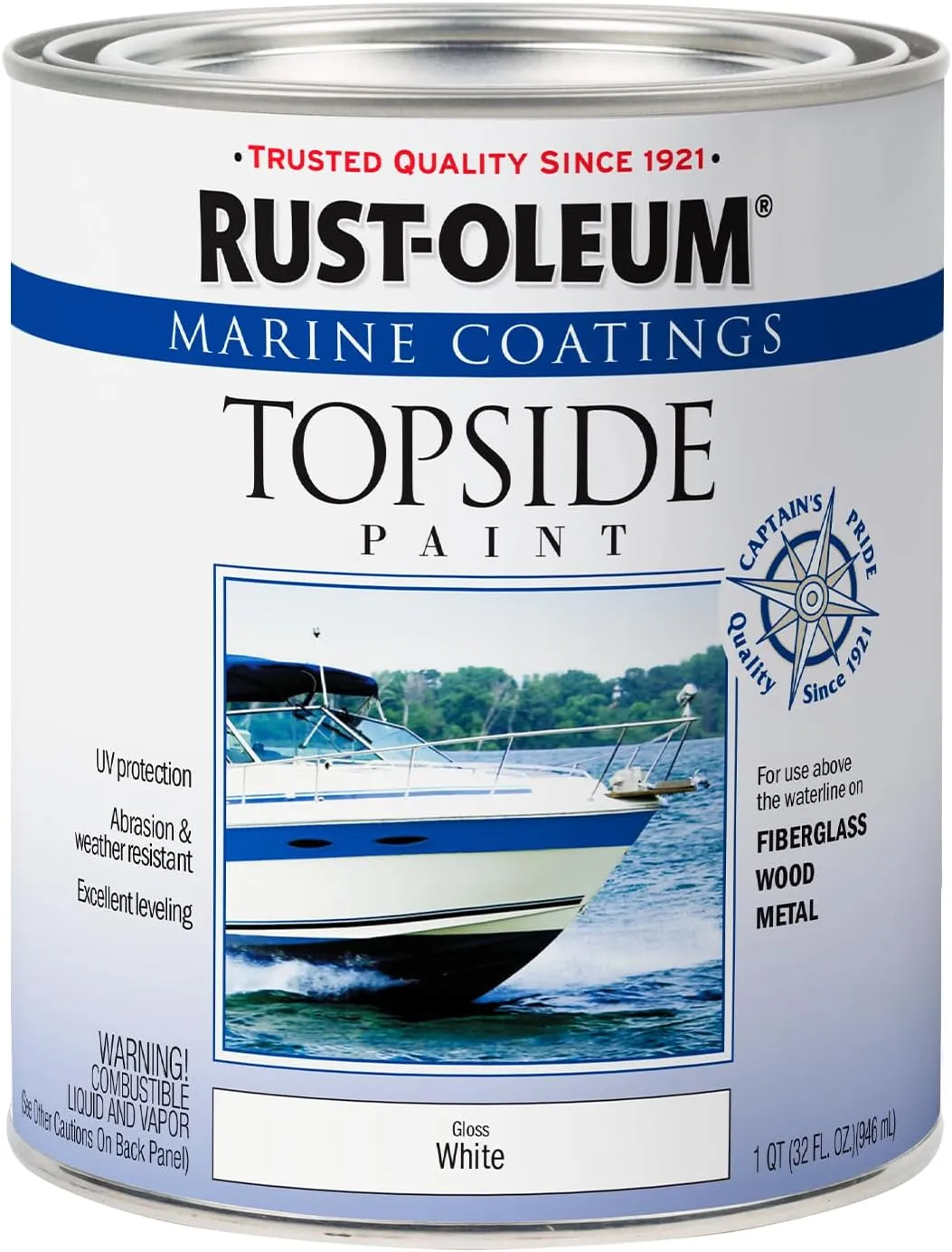 Rust-Oleum 206999 Marine Topside Enamel Paint, Gloss White, 1-Quart, 32 Fl Oz (Pack of 1)