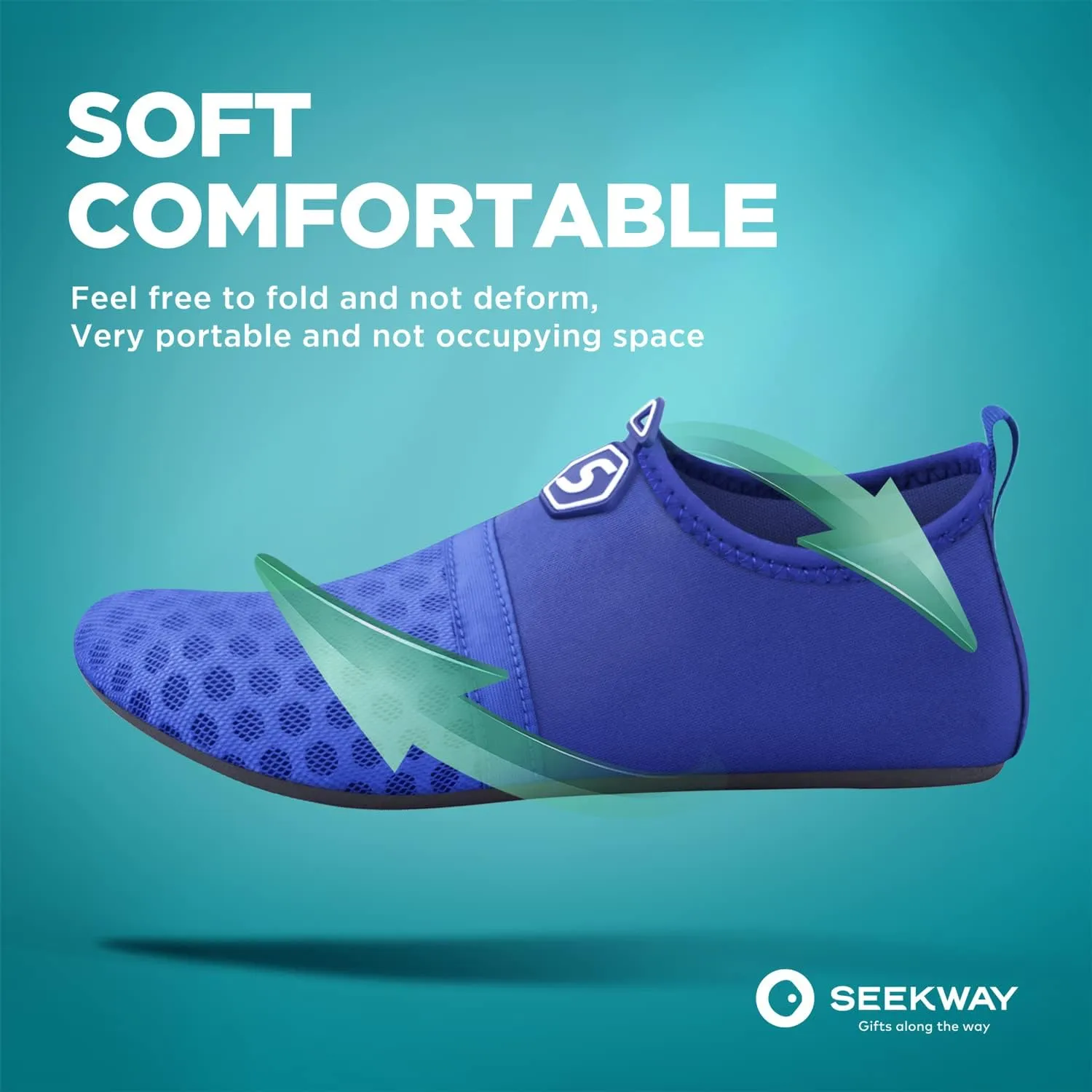 SEEKWAY Water Shoes Quick-Dry Aqua Socks Barefoot Slip-on for Beach Pool Swim River Yoga Lake Surf Women Men Black SK001