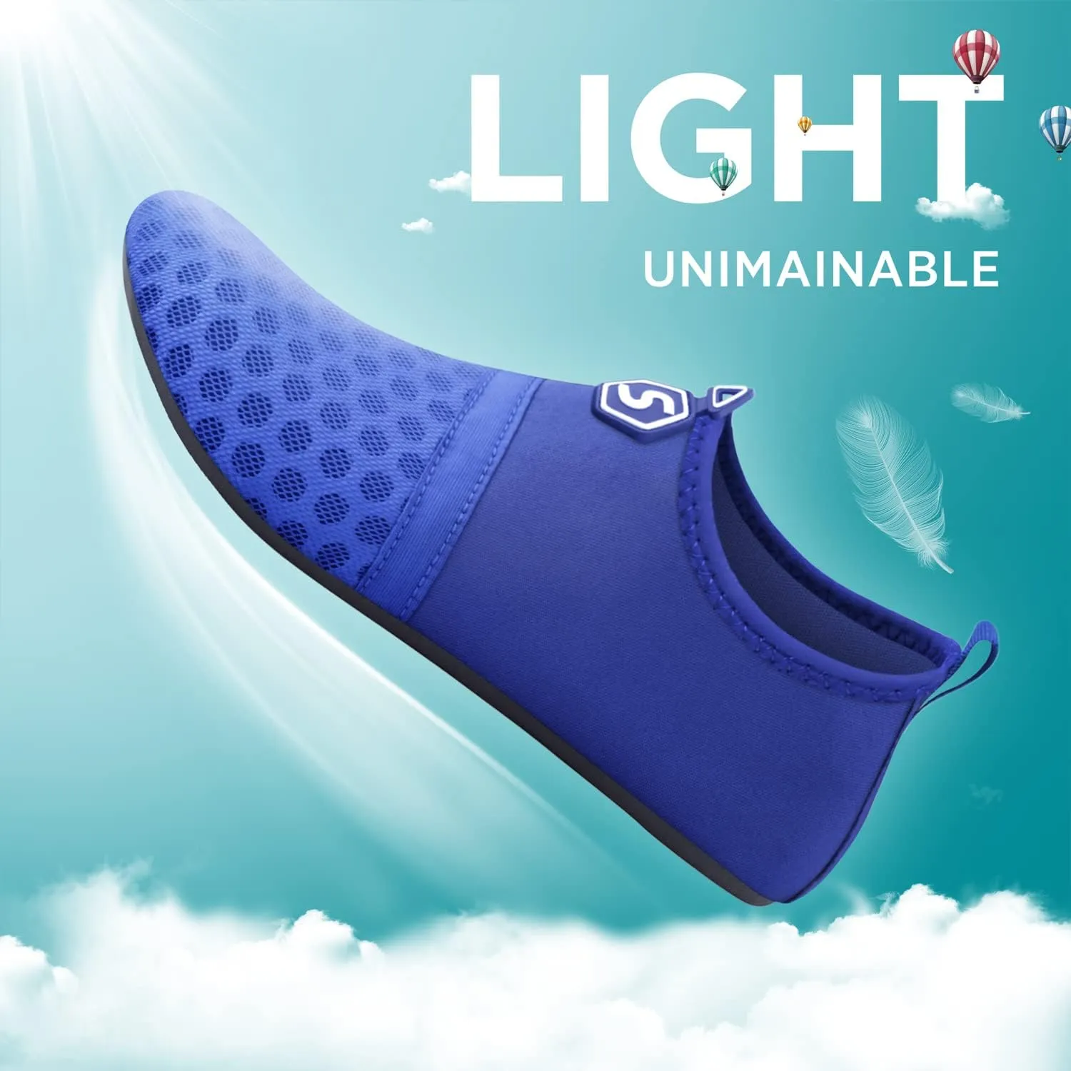 SEEKWAY Water Shoes Quick-Dry Aqua Socks Barefoot Slip-on for Beach Pool Swim River Yoga Lake Surf Women Men Black SK001