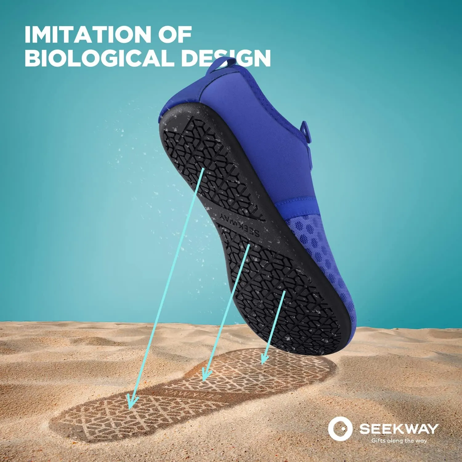SEEKWAY Water Shoes Quick-Dry Aqua Socks Barefoot Slip-on for Beach Pool Swim River Yoga Lake Surf Women Men Black SK001