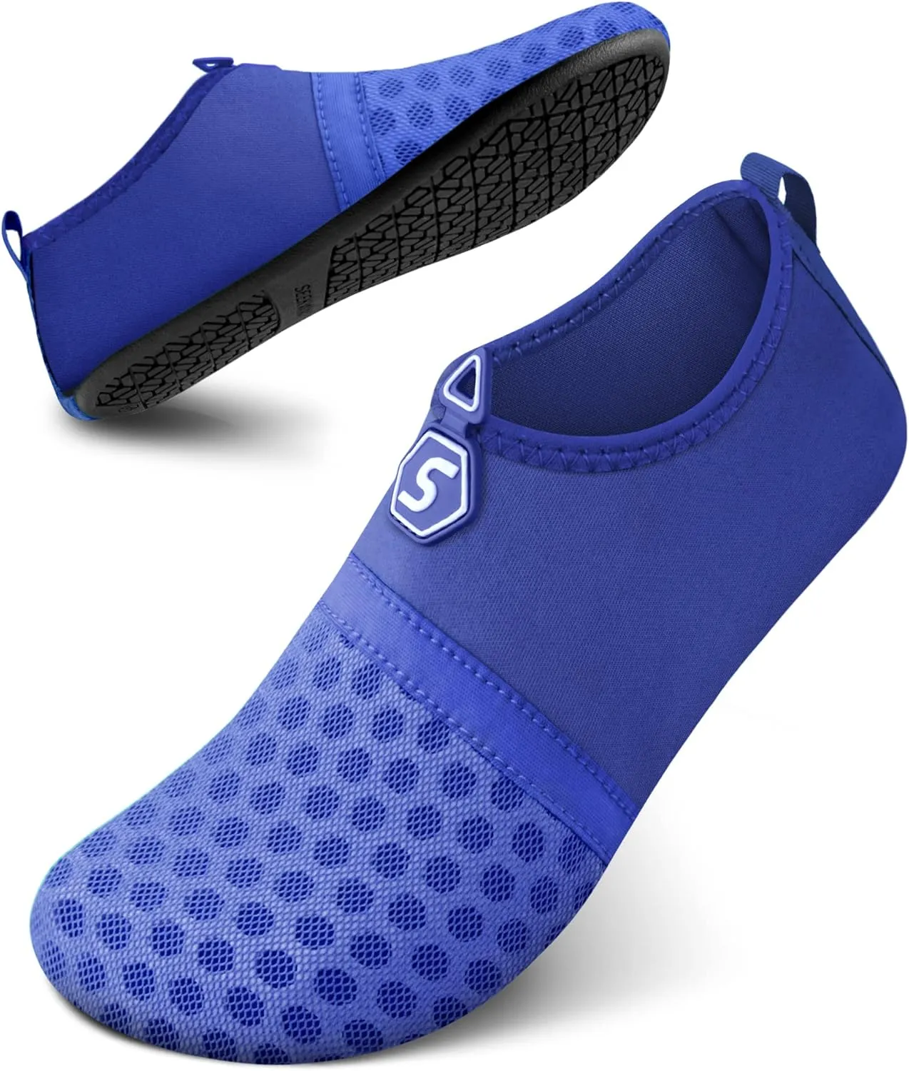 SEEKWAY Water Shoes Quick-Dry Aqua Socks Barefoot Slip-on for Beach Pool Swim River Yoga Lake Surf Women Men Black SK001