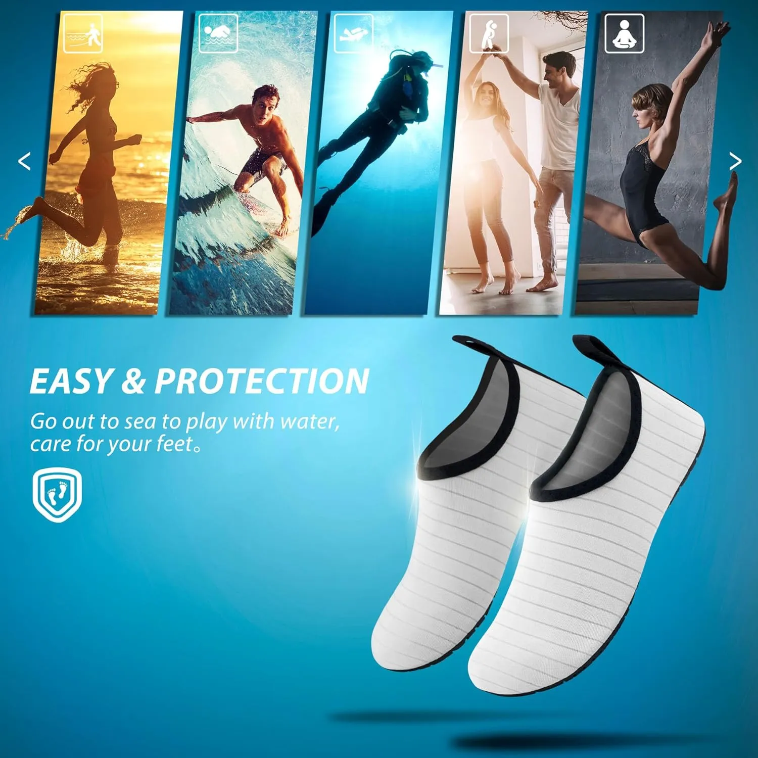 SIMARI Water Shoes for Women Men Swim Aqua Socks Beach Pool Essentials Barefoot Surf River Boat Kayak Sea Yoga Sand Exercise Sport Accessories Breathable Quick-Dry Adult Youth Kid Size SWS001