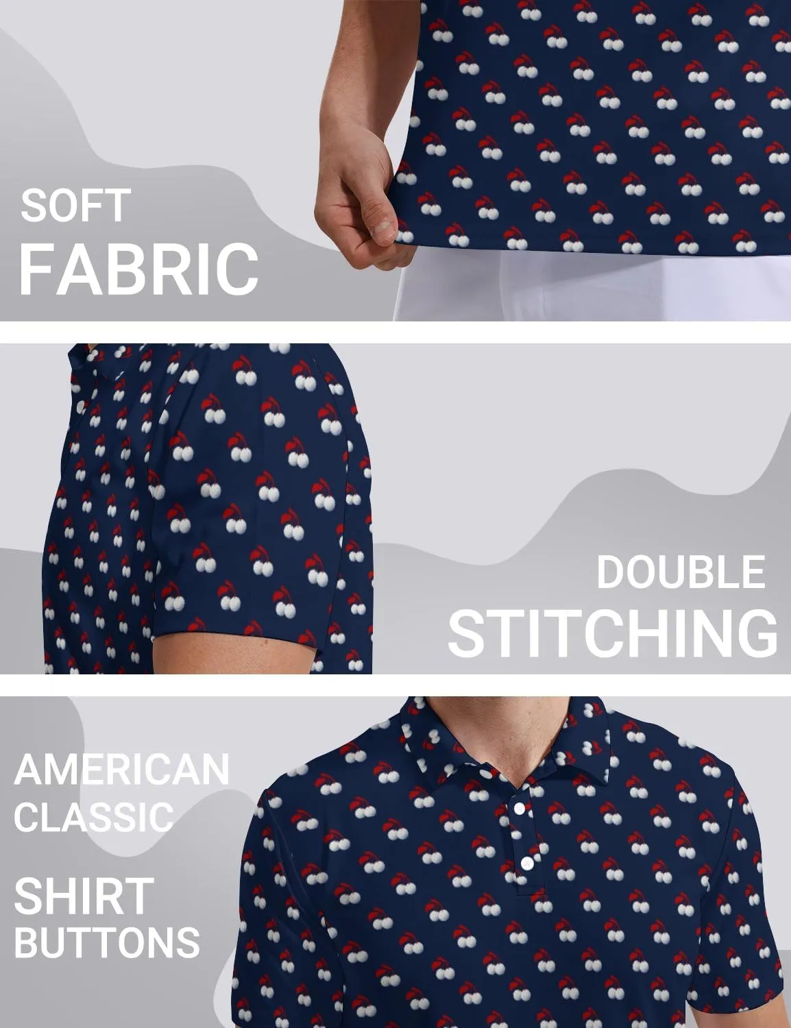 SKYNORA Golf Shirts for Men, Polo Shirts Short Sleeve Moisture Wicking Quick Dry Performance Print Golf Polo Shirts for Men