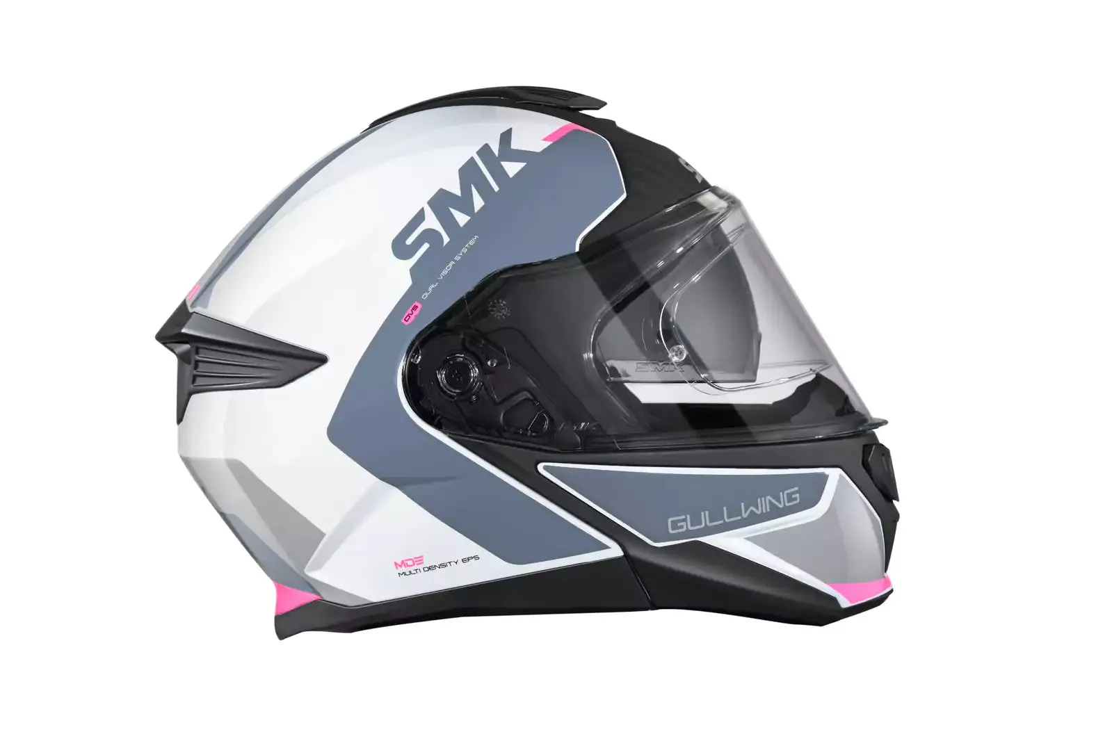 SMK GULLWING KRESTO MA169 FLIP-UP MATT WHITE PINK Motorbike Helmet  (White, Pink)