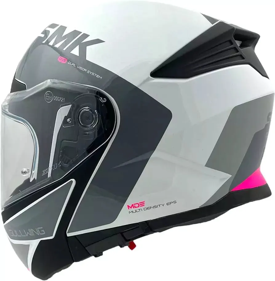 SMK GULLWING KRESTO MA169 FLIP-UP MATT WHITE PINK Motorbike Helmet  (White, Pink)
