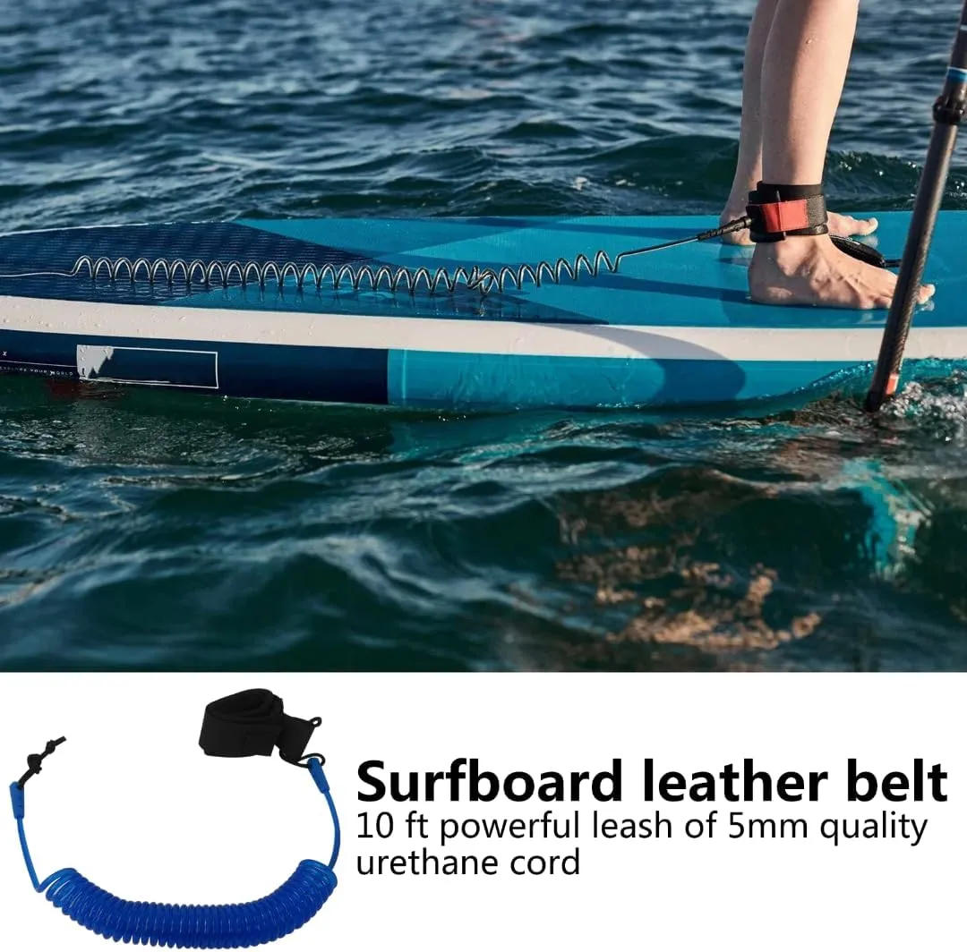 Stand UP Paddle Board 10FT SUP Leash 5mm Coiled Spring Leg Rope Leash - Blue