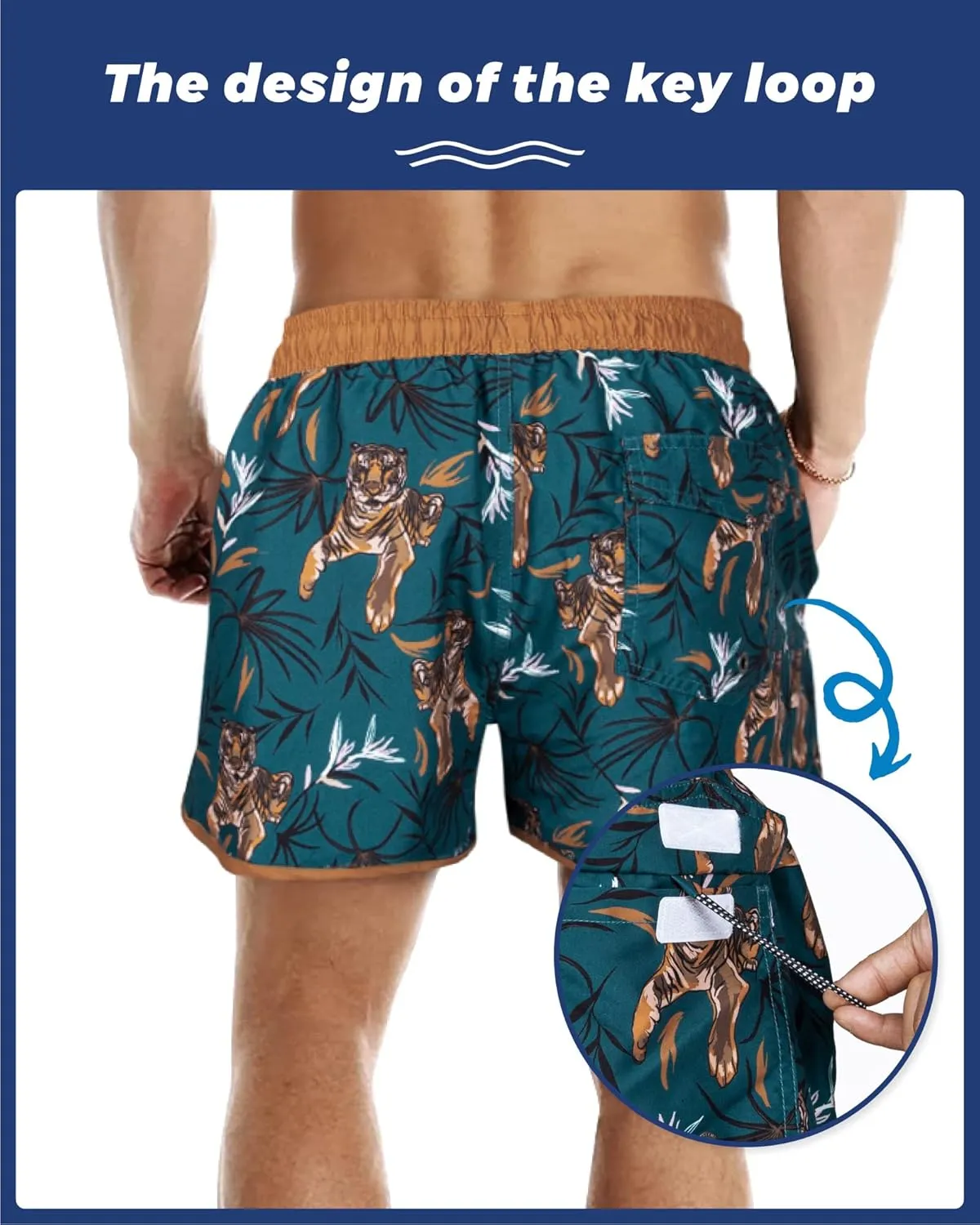 SURF CUZ Mens Swim Trunks 5" Swim Shorts Vintage Bathing Suits with Mesh Lining 80s 90s Retro Swimwear Board Shorts