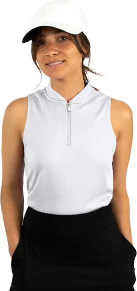 Three Sixty Six Womens Sleeveless Collarless Golf Polo Shirt with Zipper - Quick Dry Tank Tops for Women