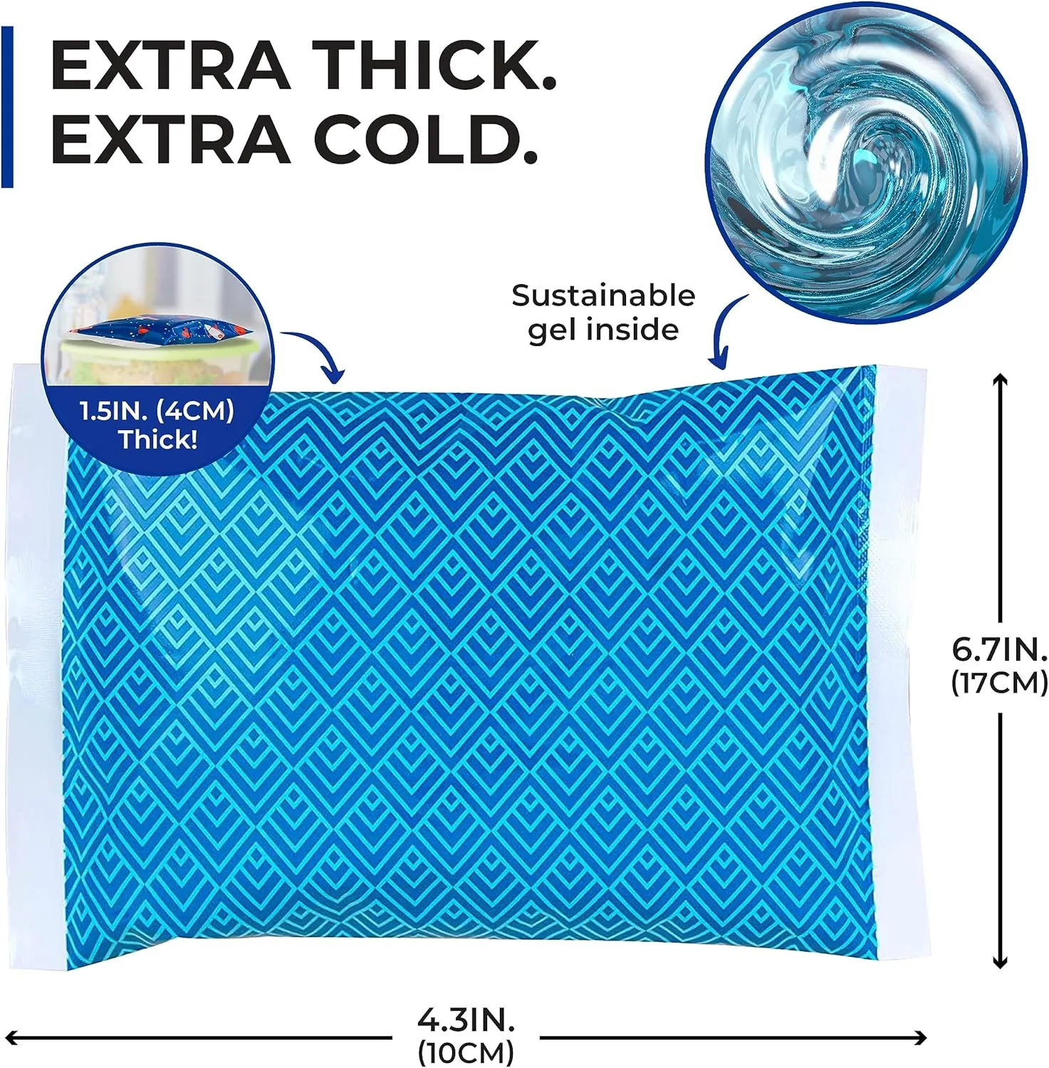 Thrive Ice Packs for Lunch Bags - Reusable Ice Packs for Cooler and Lunch Box - Long Lasting, Lightweight, Soft Gel Ice Packs for Camping, Beach Bags, Picnics, Injuries - Pack of 4