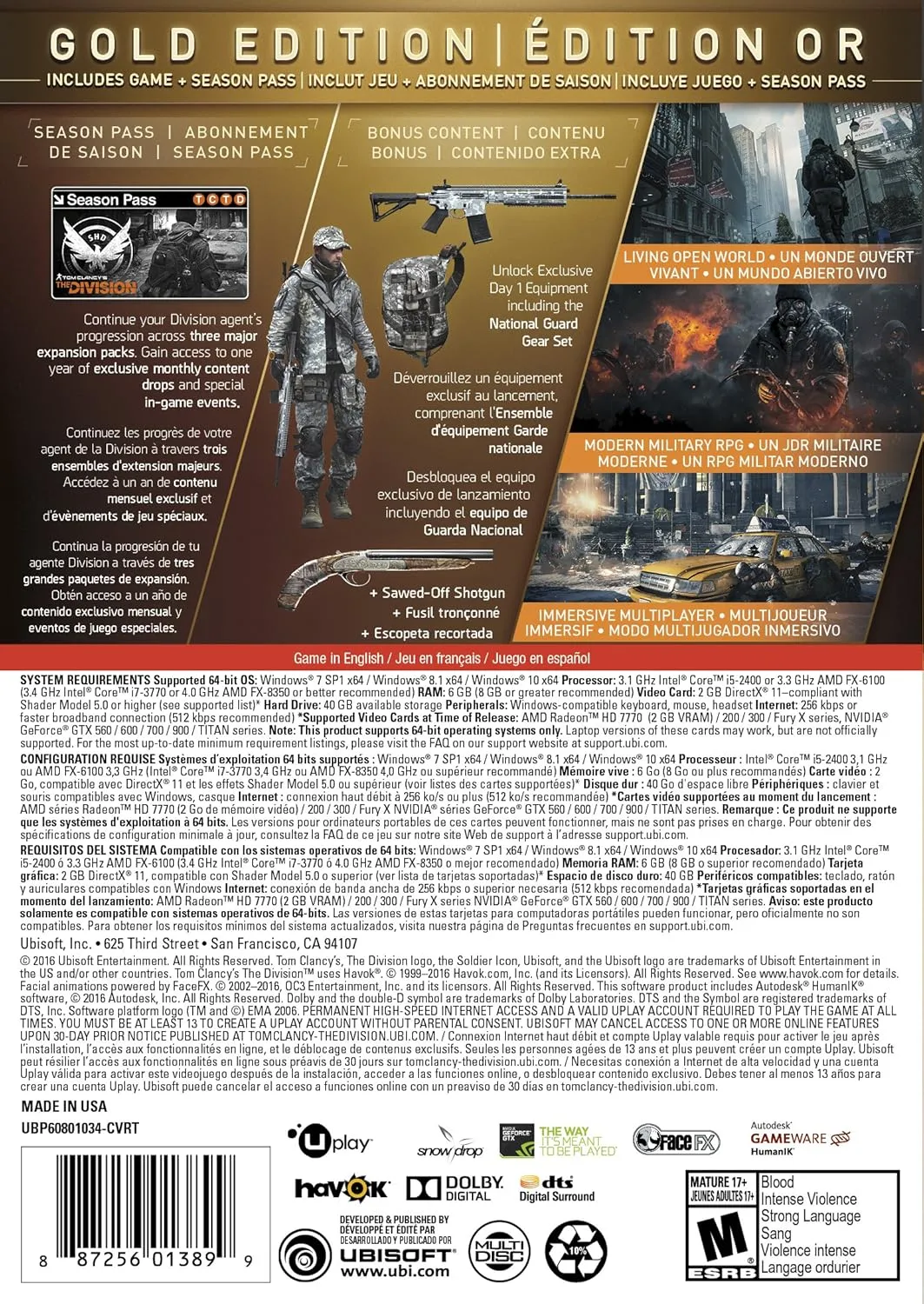 Tom Clancys The Division - Gold Edition | PC Code - Ubisoft Connect
