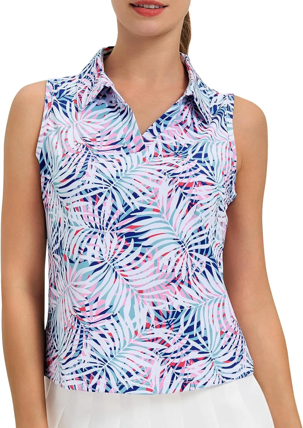 Turnhier Womens Sleeveless Golf Polo Shirts Quick Dry Collared V Neck Tennis Athletic Tank Tops