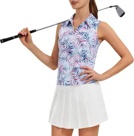 Turnhier Womens Sleeveless Golf Polo Shirts Quick Dry Collared V Neck Tennis Athletic Tank Tops