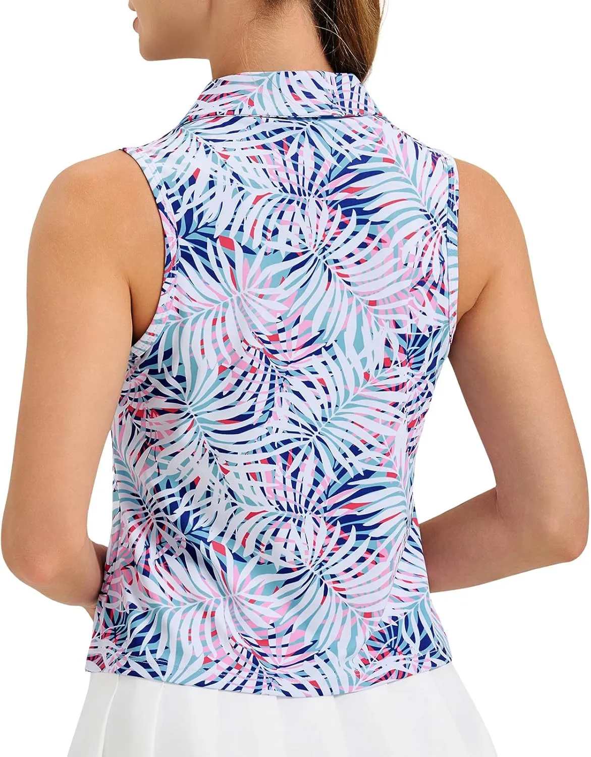 Turnhier Womens Sleeveless Golf Polo Shirts Quick Dry Collared V Neck Tennis Athletic Tank Tops