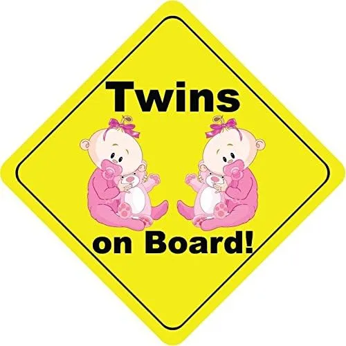 Twins On Board Girls Nipples Bear Cute Funny Baby Sticker Decal Design 5'' X 5''