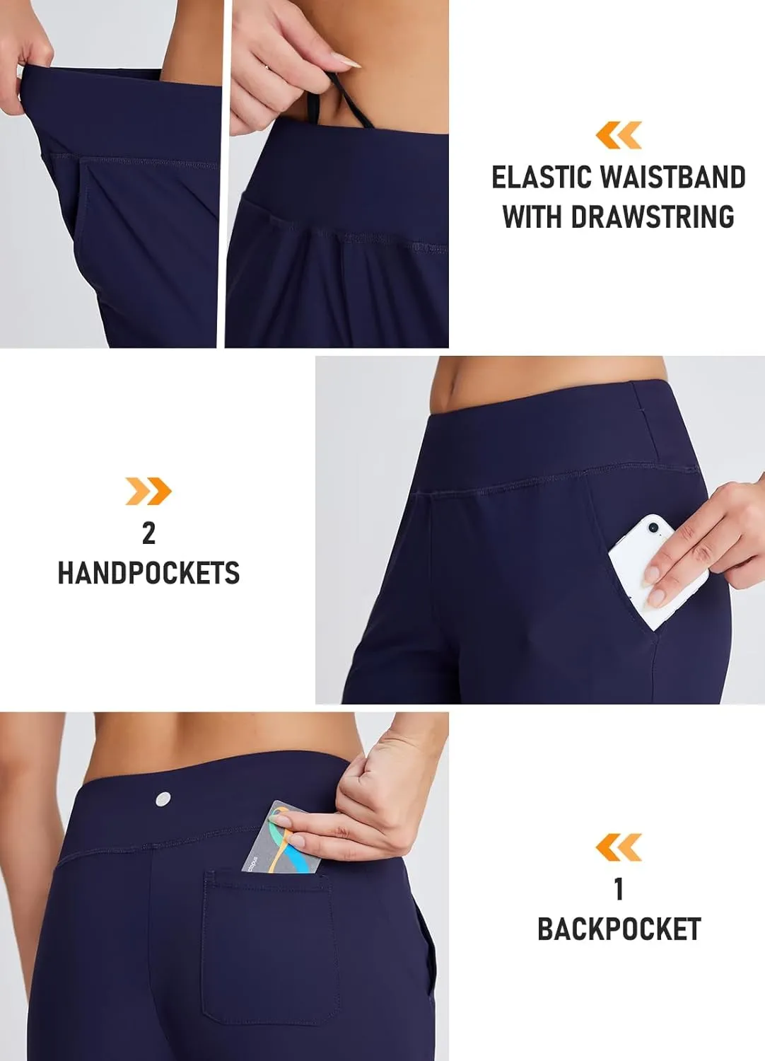 Women's 18" Casual Beach Swim Capri Pants Lightweight Modest Swimsuits Long Swim Shorts with Pockets UPF50 