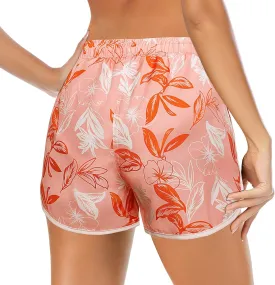 Women's Swim Shorts with Liner Summer Floral Board Shorts with Pockets Drawstring Swimwear Casual Beach Bottoms