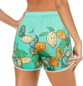 Women's Swim Shorts with Liner Summer Floral Board Shorts with Pockets Drawstring Swimwear Casual Beach Bottoms