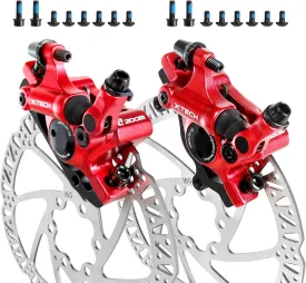 Z00M HB-100 Hydraulic Disc Brake Calipers Set MTB Bike Disc Brakes Front & Rear Caliper Set with 160mm Rotors, Aluminum Alloy Bicycle Disc Brake Kit for eBike, Mountain Bike, Road Bike, Fat Bike