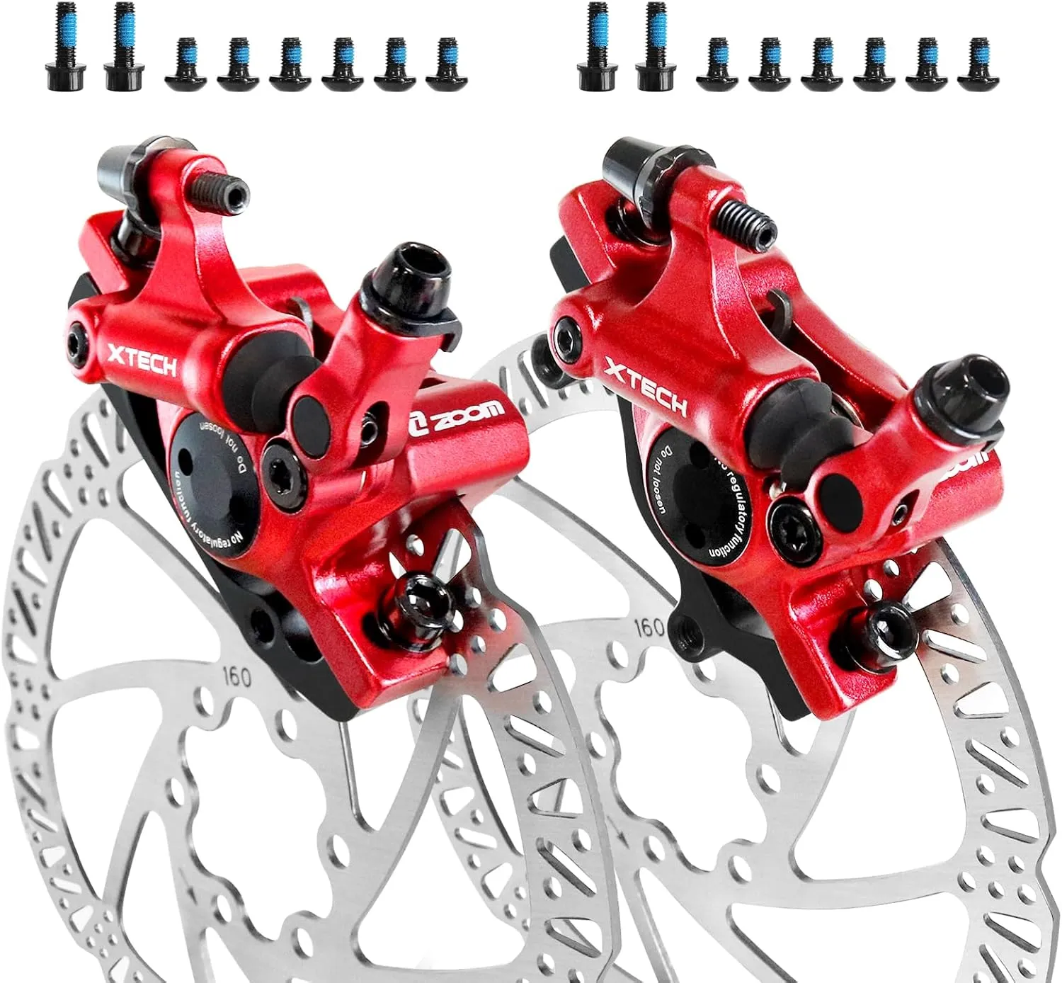 Z00M HB-100 Hydraulic Disc Brake Calipers Set MTB Bike Disc Brakes Front & Rear Caliper Set with 160mm Rotors, Aluminum Alloy Bicycle Disc Brake Kit for eBike, Mountain Bike, Road Bike, Fat Bike